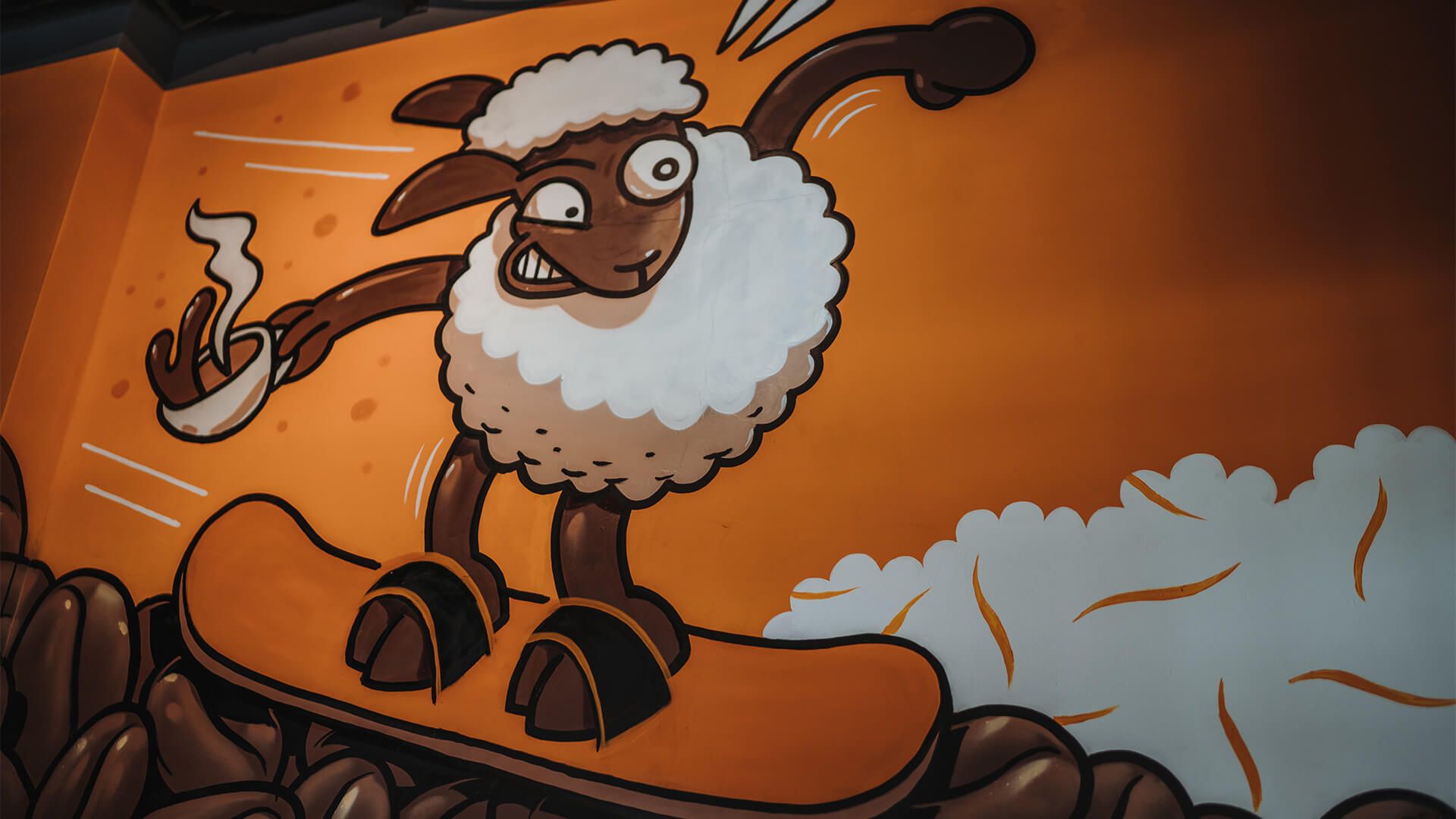 Graffitiwand mit crazy sheep